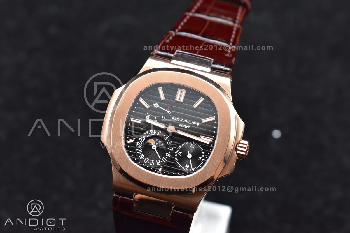 Nautilus 5712 SS/RG GRF Best Edition Gray Dial on Brown Croco Strap A23J